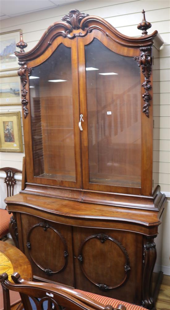 An impressive Victorian mahogany bookcase cabinet W.144cm